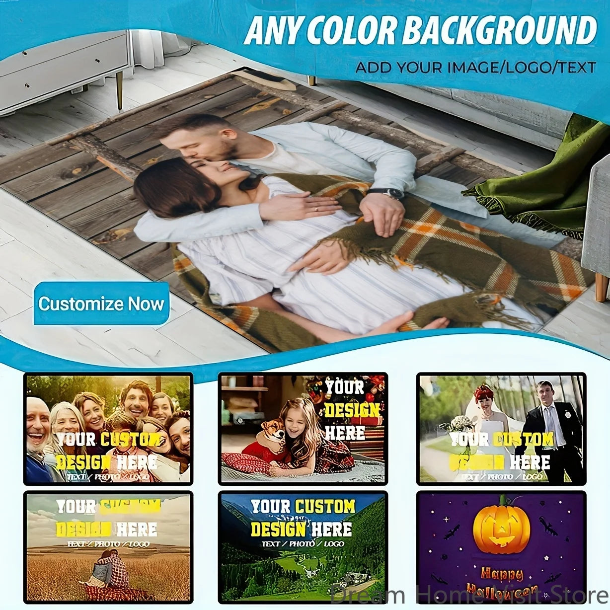 Navak Carpet Custom Photo Text Area Mat Carpet Rug Printed Rectangle Rugs for Adult Yoga Living Room Decorative Personalized Entrance Doormat