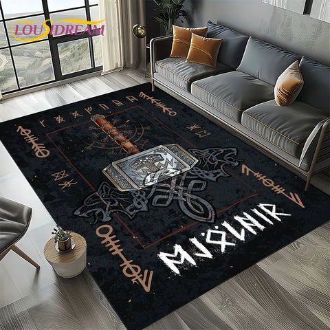 Navak Carpet Odin Viking Symbol Valknut Nordic Valhalla Carpet Rug for Living Room Bedroom Home Sofa Decoration,Area Rug Non-slip Floor Mat