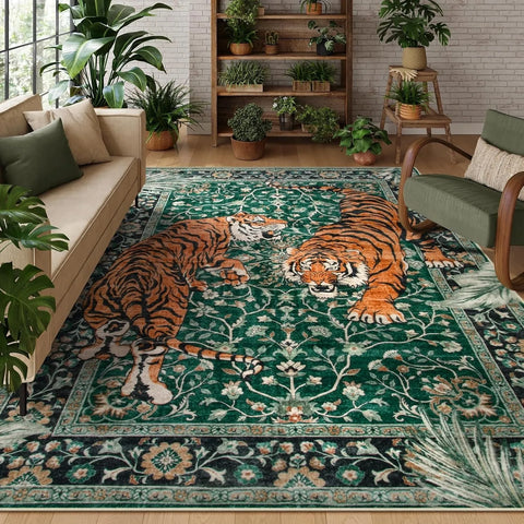 Navak Carpet Rug for Living Room Carpet Jungle Tiger Home Decoration Large Area Bedroom Plush Floor Mat Machine Washable Coffee Table Rugs 러그