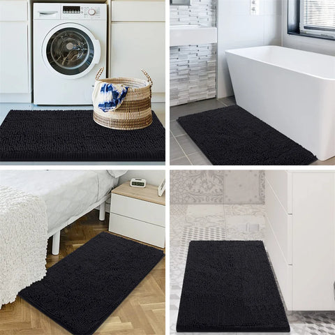 Navak Carpet Olanly Chenille Bathroom Rug Extra Soft Shaggy Bath Mat Non-Slip Bathroom Floor Mat Water Absorbent Plush Microfiber Rugs Shower