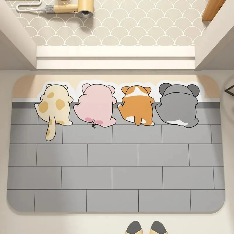 Navak Carpet Cute cartoon dog pattern bathroom absorbent carpet kitchen home decoration bedroom living room entrance door floor mat