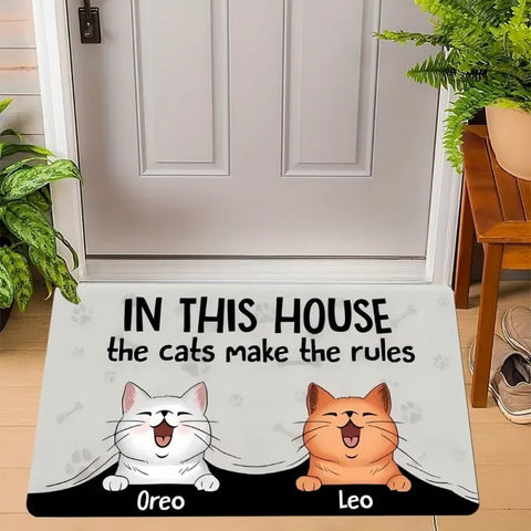 Navak Carpet Cute Cats Print Welcome Doormat Non-Slip Machine Washable Carpet for Living Room Bedroom Bathroom Kitchen and Laundry Rug