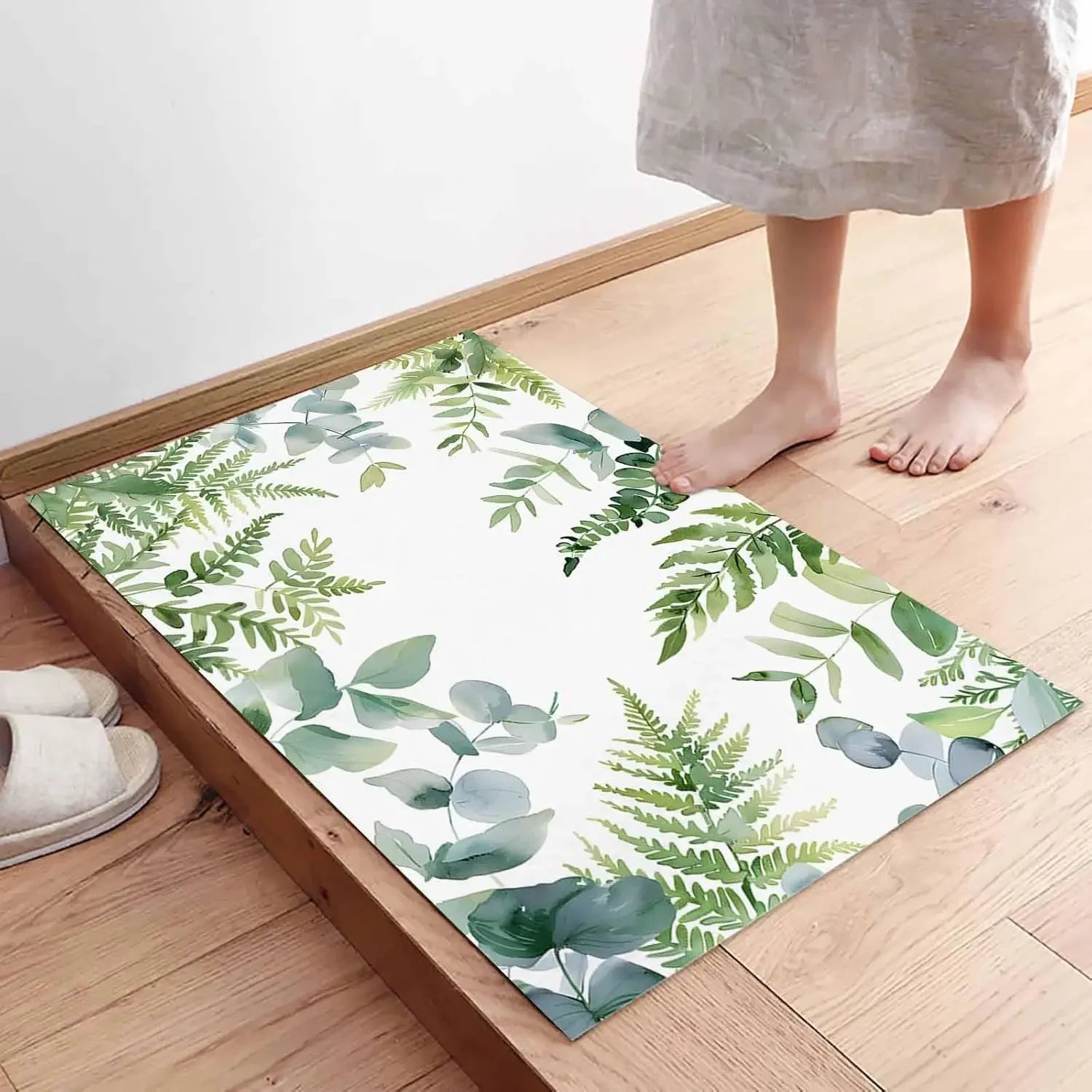 Navak Carpet Eucalyptus Leaf Plant Welcome Doormat Decor Kitchen Corridor Balcony Rugs Living Room Carpet Bedroom Anti-slip Floor Mat