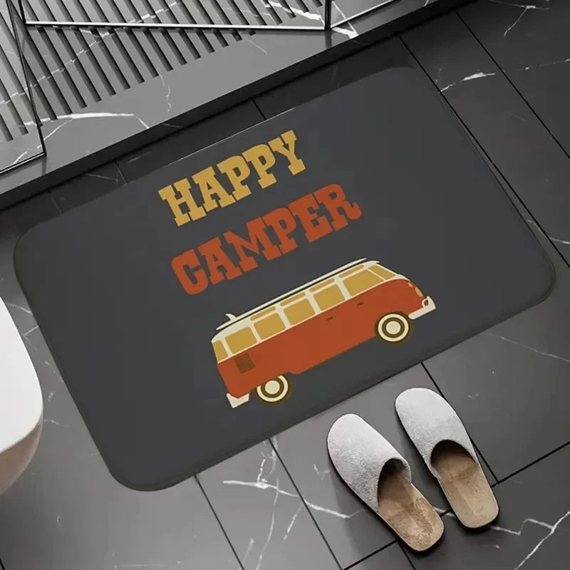 Navak Carpet Happy Campers Rug Non-slip Floor Mat Machine Washable Entrance Carpet for Hallway Bedroom Kitchen and Home Accessories Decor