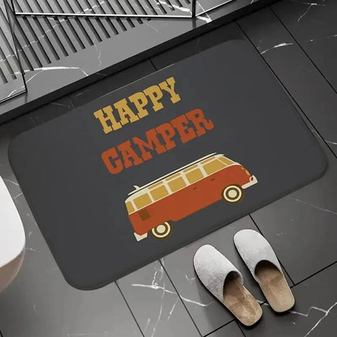 Navak Carpet Happy Campers Rug Non-slip Floor Mat Machine Washable Entrance Carpet for Hallway Bedroom Kitchen and Home Accessories Decor