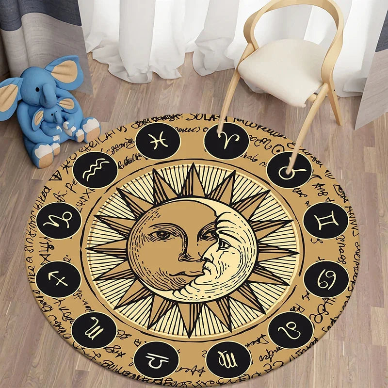Navak Carpet Nordic style sun moon circular carpet living room bed bath children's  floor decoration non slip  mat