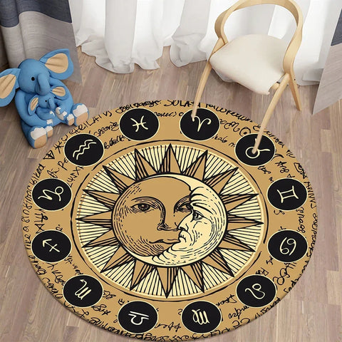 Navak Carpet Nordic style sun moon circular carpet living room bed bath children's  floor decoration non slip  mat