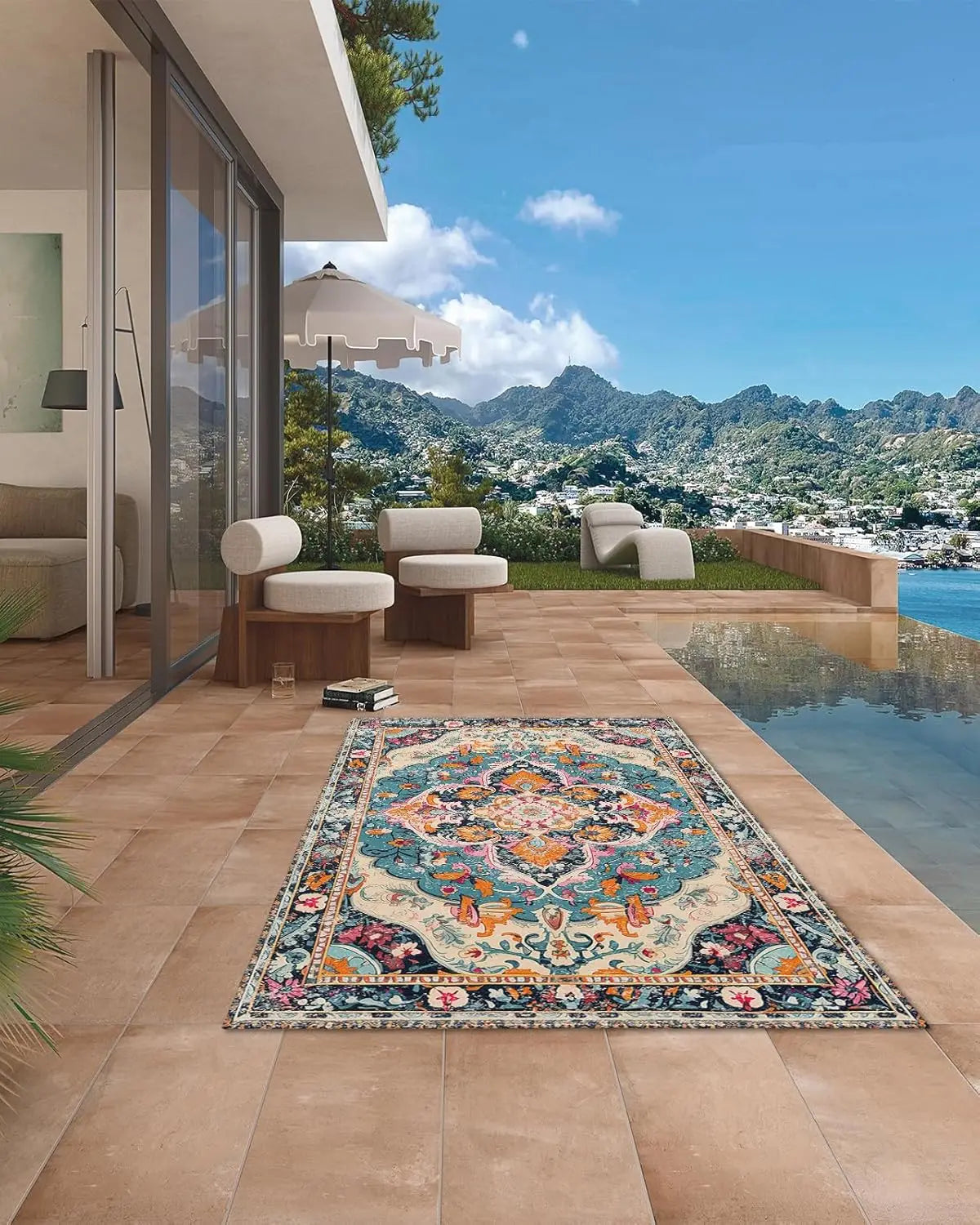 Navak Carpet Exclusive Picks Summer Outdoor Carpet, American Retro Living Room Floor Mat, Terrace Camping Rv, Field Mat, Home Decoration