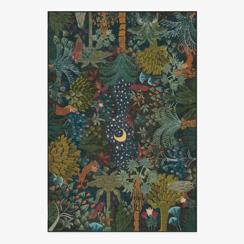 Navak Carpet Living Room Carpet Large Size Bedroom Bedside Floor Mat Machine Washable Carpets Spring Flowers Plant Retro Home Decoration Rug