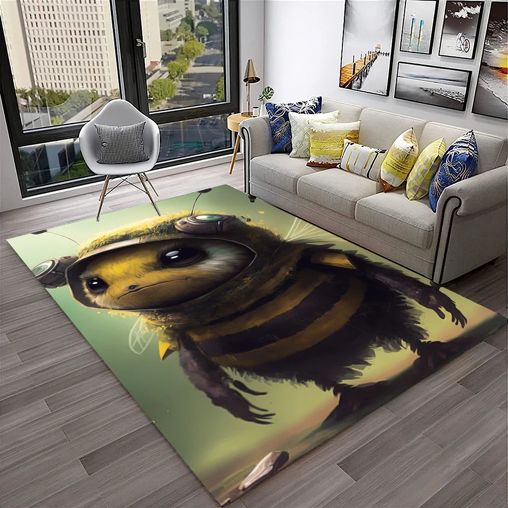 Navak Carpet Cute Bee HoneyBee Insect Cartoon 3D Carpet Rug for Home Living Room Bedroom Sofa Doormat Decor,kids Area Rug Non-slip Floor Mat