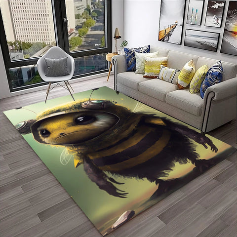 Navak Carpet Cute Bee HoneyBee Insect Cartoon 3D Carpet Rug for Home Living Room Bedroom Sofa Doormat Decor,kids Area Rug Non-slip Floor Mat