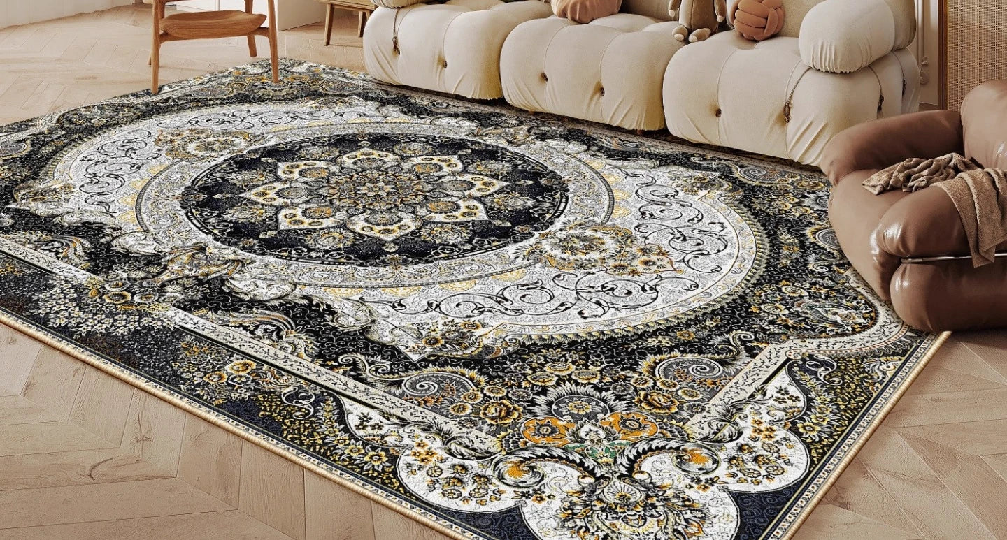 Navak Carpet Ethnic Style Bedroom Decor Retro Carpet Light Luxury Carpets for Living Room Washable Lounge Soft Floor Mat Anti-slip Study Rug