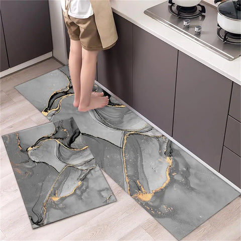 Navak Carpet Marble Pattern Kitchen Floor Mats Non-Slip Doormat for Home Decorative Entrance Rug Modern Simple Style Washable Alfombra Rugs