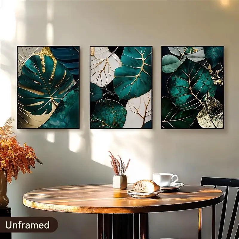 Navak Carpet Abstract Golden Green Plant Leaves Classic Posters Print Self Care Wall Art Canvas Painting For Living Room Bedroom Home Decor