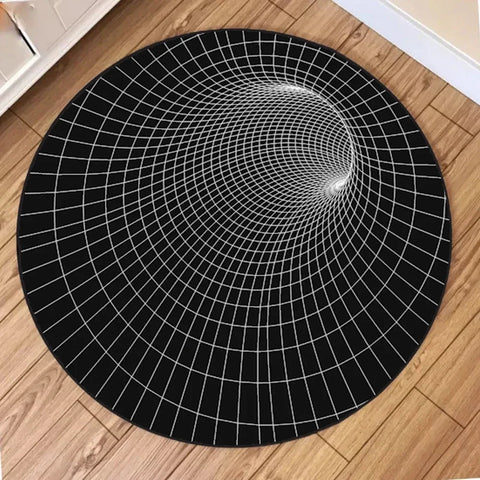 Navak Carpet Round Carpet Mat New 3D Visual Illusion Spiral Rug Floor Mats for Bedroom Living Room Decoration Creative Rugs The Black Trap