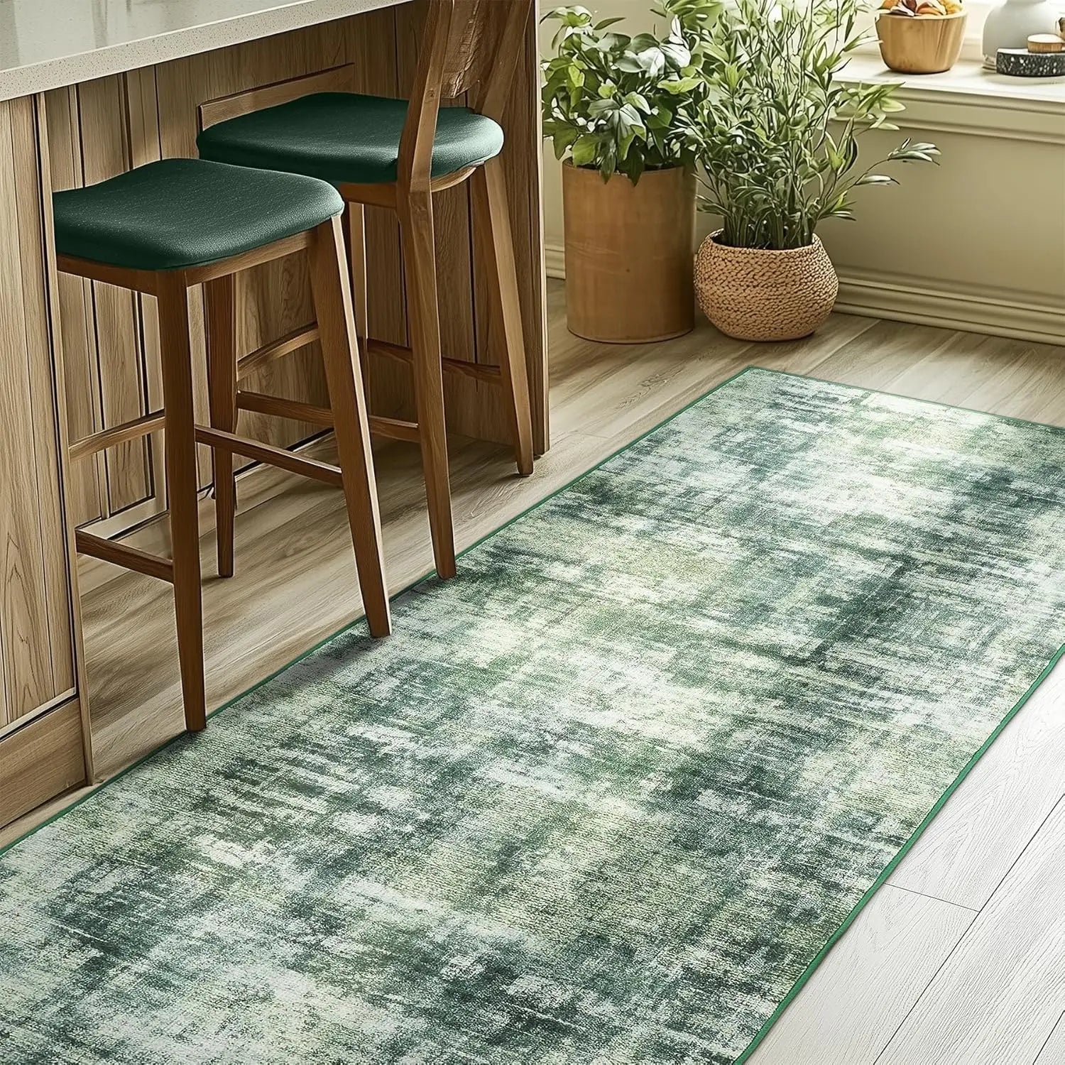 Navak Carpet Green RugLiving Room Washable Abstract Area Rugs Bedroom Non-Slip Soft Carpet Indoor Floor Non-Shedding Rugs for Dining