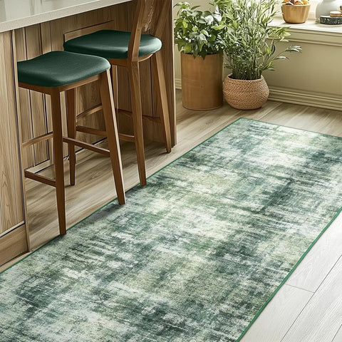 Navak Carpet Green RugLiving Room Washable Abstract Area Rugs Bedroom Non-Slip Soft Carpet Indoor Floor Non-Shedding Rugs for Dining