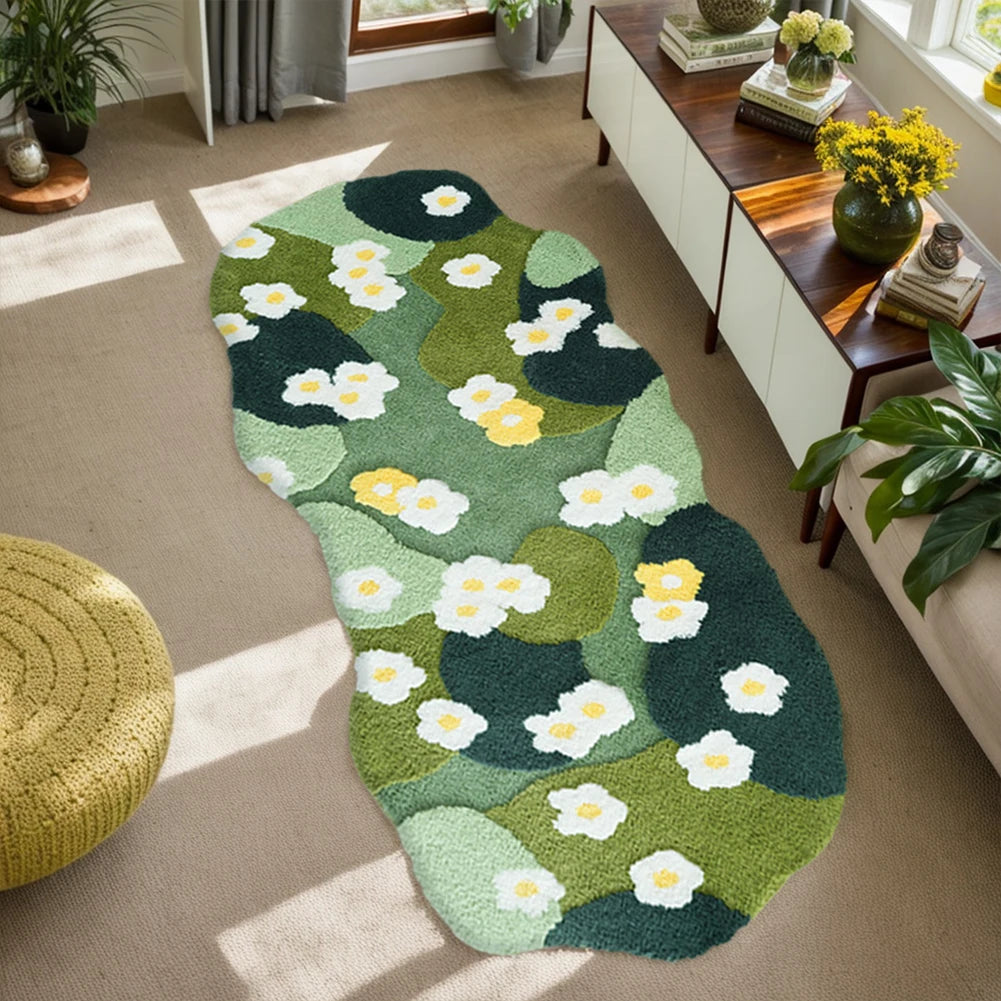 Navak Carpet Nordic 3D Moss Rug Carpet Fluffy Green Forest Irregular Floor Mat Moss Carpet Three-Dimensional Flocking Bedroom Rug