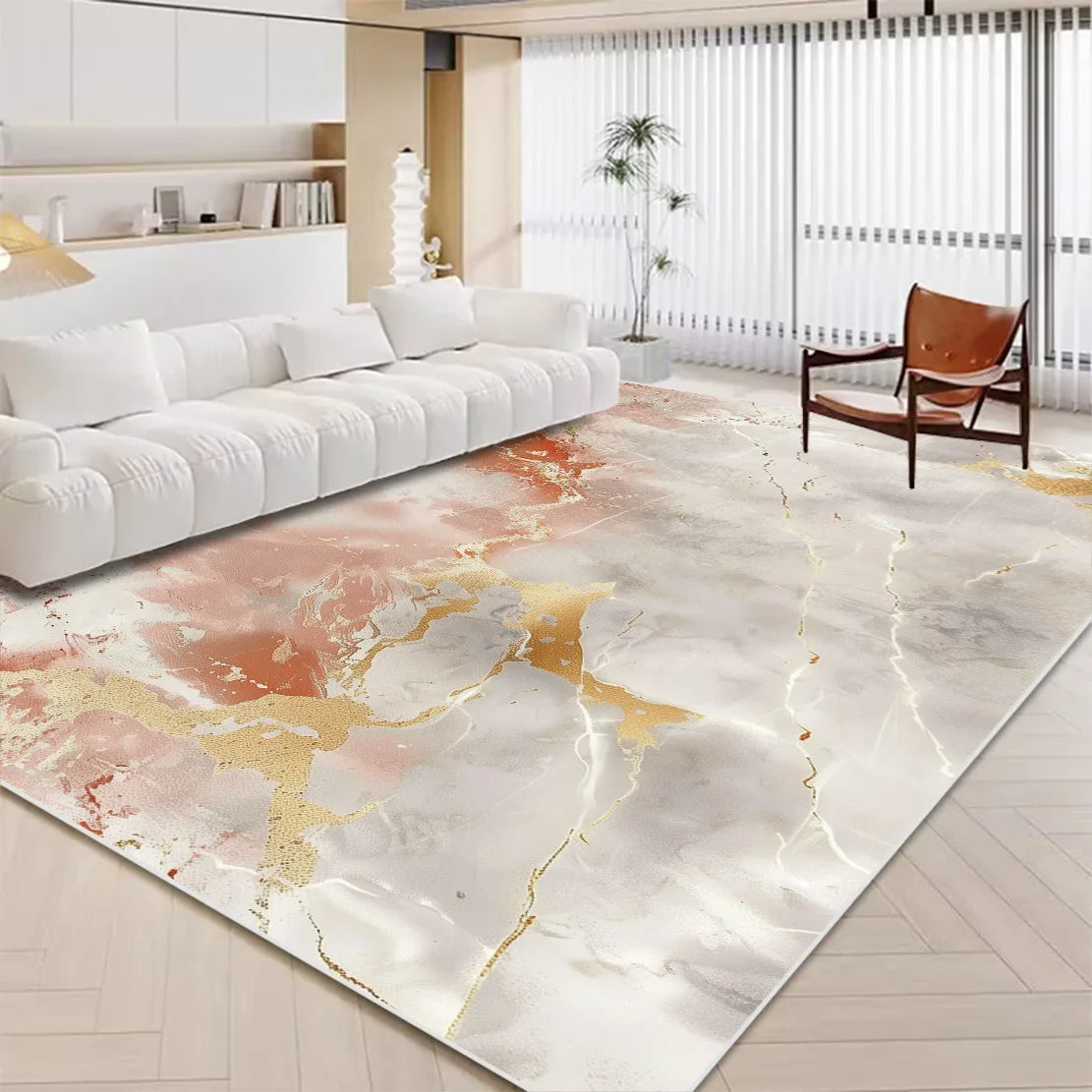 Navak Carpet Luxury White Marble Carpet for Living Room Nordic Gold Decoration Home Tapis Non-slip Washable Rugs for Bedroom Ins Floor Mat 러그