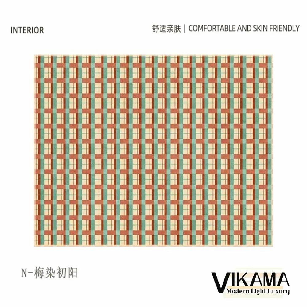 Navak Carpet Exclusive Picks Loop-Pile Carpet Light Luxurious Plaid Living Room Mat Bedroom Carpet Sofa Large Rug Non-Slip Washable Home Decor