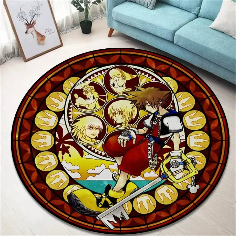 Navak Carpet K-Kingdom Heart Themed Round Carpet for Living Room and Bedroom NonSlip Floor Mat Rug for Gaming Enthusiast Birthday Gift Idea