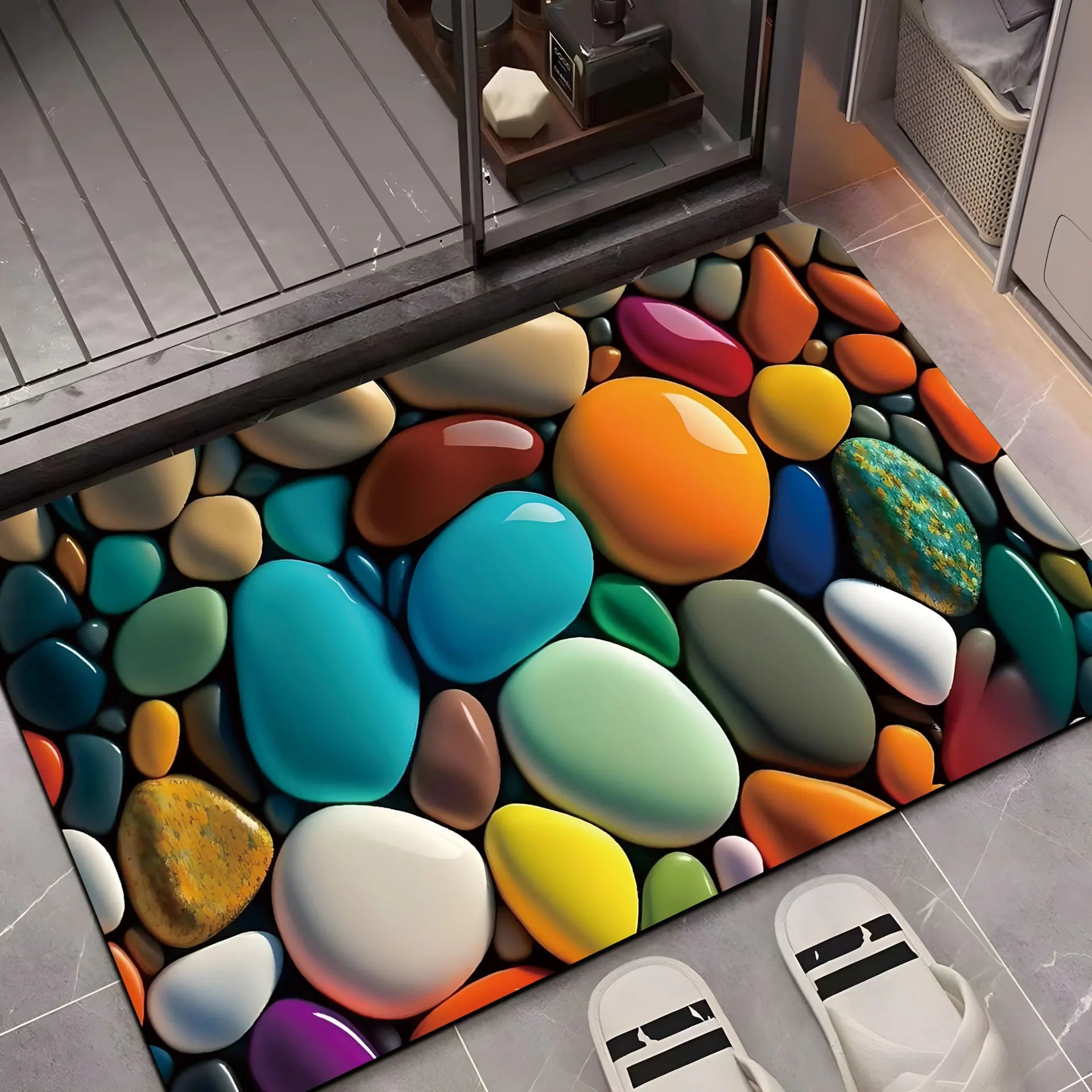 Navak Carpet Exclusive Picks Pebble Pattern Facecloth Floor Mat Ins Style Non-Slip Bathroom Entrance Living Room Three Floor Mats Home Decoration
