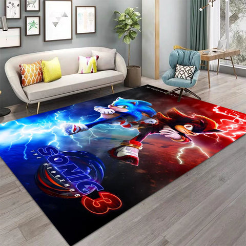 Navak Carpet Daily Picks S-Soni-c Themed Floor Mat Soft Play Rug for Kids Bedroom Living Room Decor Game Room Carpet Bedside Rug Christmas Gift