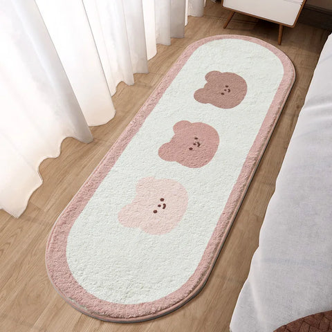 Navak Carpet  Cartoon Faux Lamb Wool Bedroom Bedside Rugs Lovely Rabbit Pink Bed Area Carpet Soft No Icy Feet for Girls Children Bed Room Rug