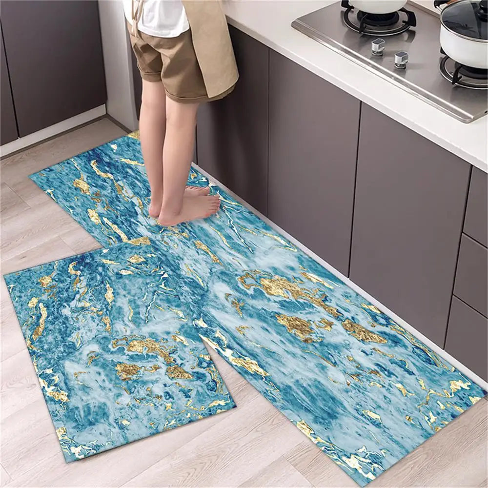 Navak Carpet Marble Pattern Kitchen Floor Mats Non-Slip Doormat for Home Decorative Entrance Rug Modern Simple Style Washable Alfombra Rugs