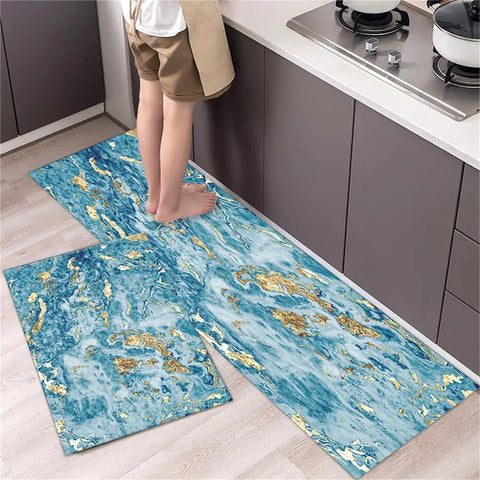 Navak Carpet Marble Pattern Kitchen Floor Mats Non-Slip Doormat for Home Decorative Entrance Rug Modern Simple Style Washable Alfombra Rugs