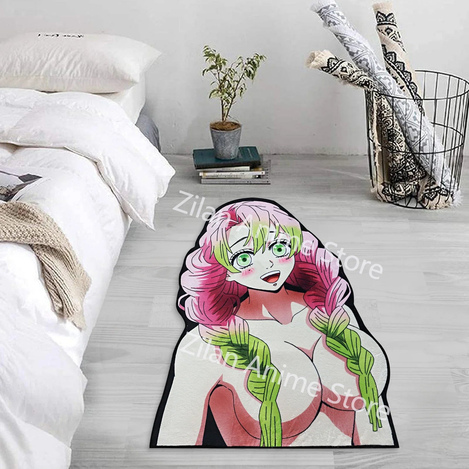 Navak Carpet Area Rug Anime Demon Slayer Nezuko Kokushibou Tanjirou Kanroji Kochou Gokudera Makoto Creative Printed Carpet for Home Decor
