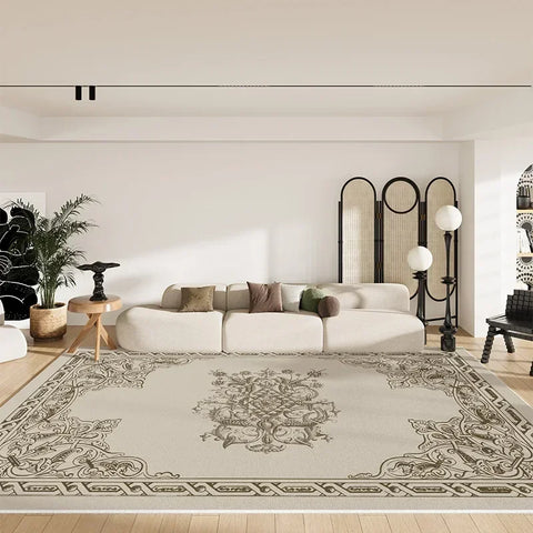 Navak Carpet French Retro Style Carpets for Living Room Large Area Bedroom Decor Plush Carpet Waterproof Bedside Floor Mat Anti-slip Soft Rug