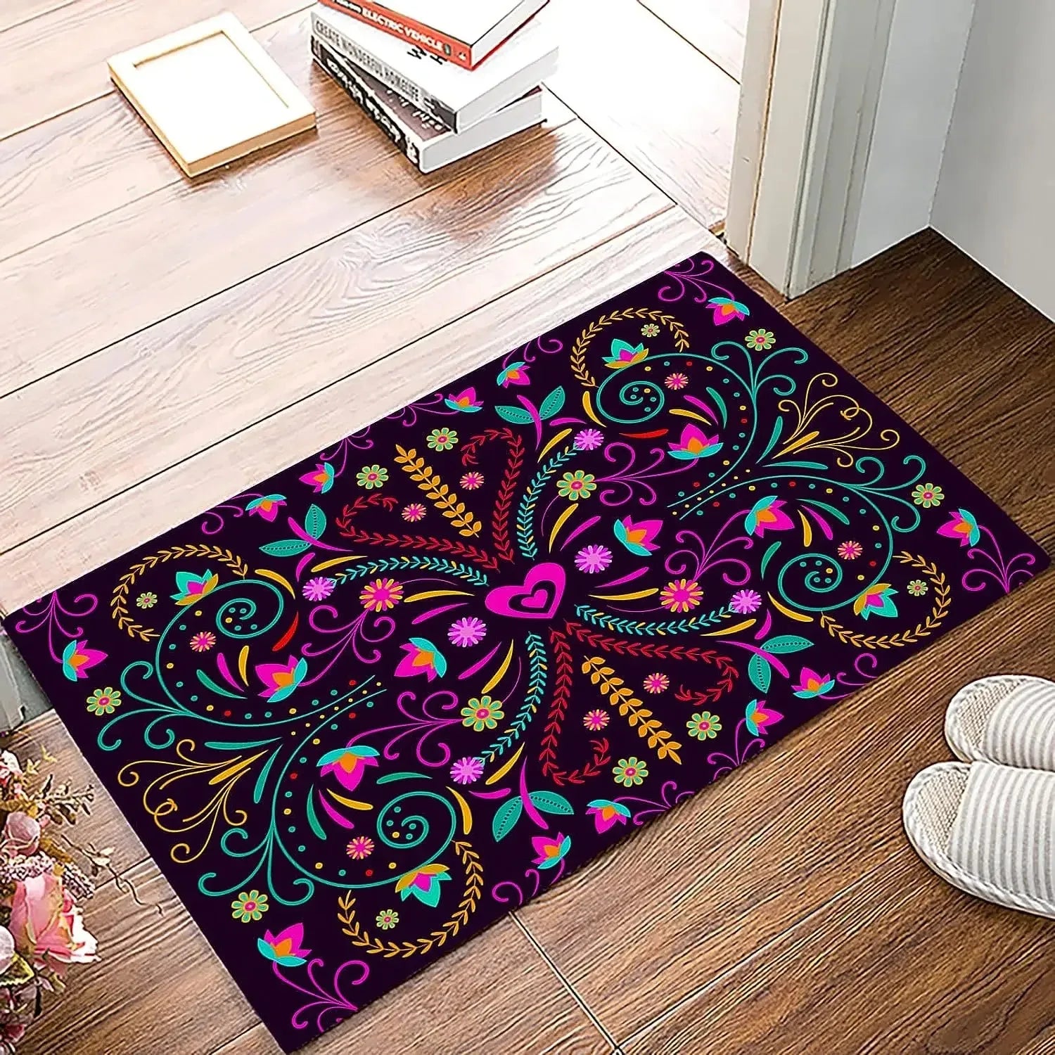 Navak Carpet Mexican Floral Style Kitchen Rugs Welcome Mat Doormat Entrance Door Floor Mat  Anti Slip Door Mat Washroom Floor Mat