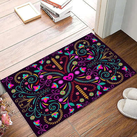 Navak Carpet Mexican Floral Style Kitchen Rugs Welcome Mat Doormat Entrance Door Floor Mat  Anti Slip Door Mat Washroom Floor Mat