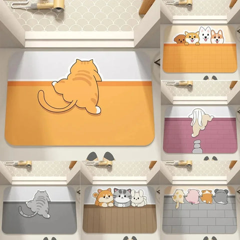 Navak Carpet Cute cartoon dog pattern bathroom absorbent carpet kitchen home decoration bedroom living room entrance door floor mat