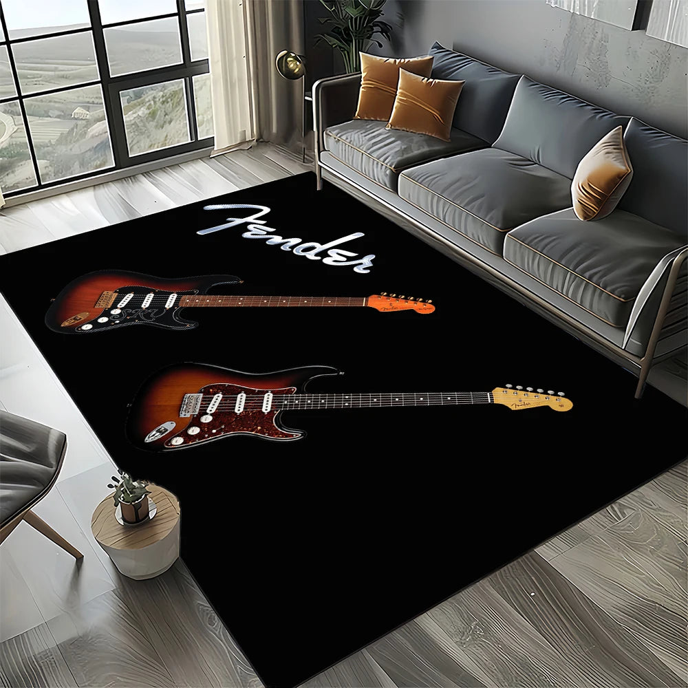 Navak Carpet 27 Style New 3D Fender Retro Guitar Instruments Music Carpet Rug for Living Room Bedroom Home Sofa Decoration,Non-slip Floor Mat