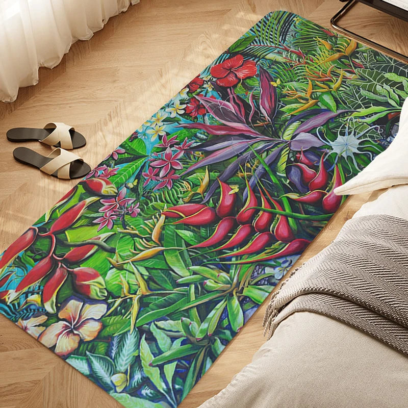 Navak Carpet Tropical Leaf Pattern Bedroom Rug Balcony Hallway Bathroom Foot Mat Entrance Door Doormat Living Room Kitchen Floor Carpet