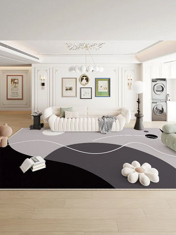 Navak Carpet Modern Luxury Bedroom Decor Bedside Carpet Large Area Black White Carpets for Living RoomPlush Rug HomeMat