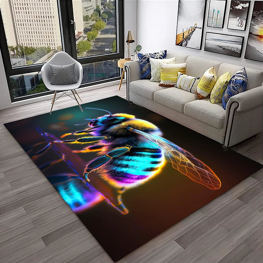 Navak Carpet Cute Bee HoneyBee Insect Cartoon 3D Carpet Rug for Home Living Room Bedroom Sofa Doormat Decor,kids Area Rug Non-slip Floor Mat