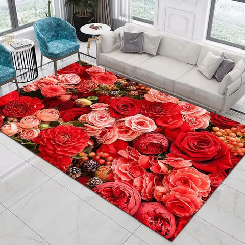 Navak Carpet Home Decor Entrance Door Mat Flower Rose Peony Pastoral 3D Printed Carpet Living Room Rugs Furry Mat Carpet Bedroom Decoration