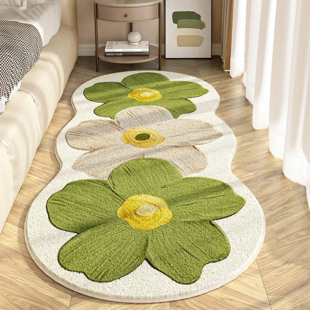 Navak Carpet Exclusive Picks Rug For Bedroom Strip Flannel Bedside Carpet Fresh Flowers Ins Wind Strip Bedroom Bay Window Dirt Resistant Cool Blanket