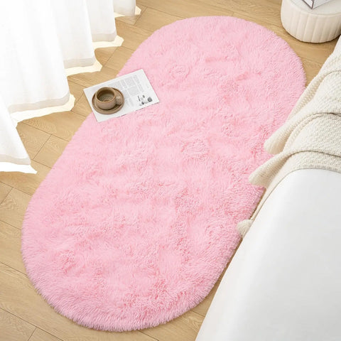 Navak Carpet Oval Fluffy Ultra Soft Area Rugs for Bedroom Plush Shaggy Carpet for Kids Room Bedside Nursery Mats, 2.6 x 5.3ft