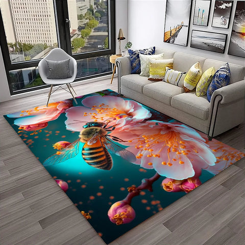 Navak Carpet Cute Bee HoneyBee Insect Cartoon 3D Carpet Rug for Home Living Room Bedroom Sofa Doormat Decor,kids Area Rug Non-slip Floor Mat