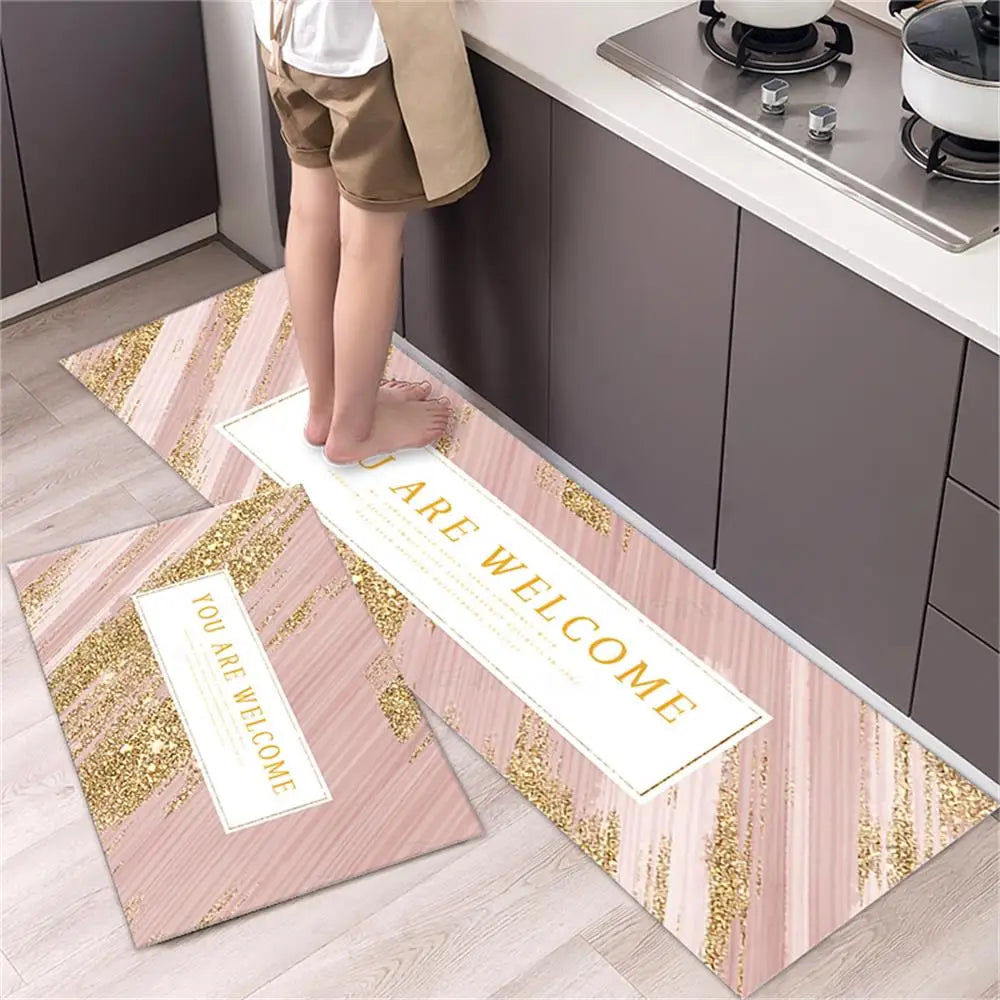 Navak Carpet Marble Pattern Kitchen Floor Mats Non-Slip Doormat for Home Decorative Entrance Rug Modern Simple Style Washable Alfombra Rugs