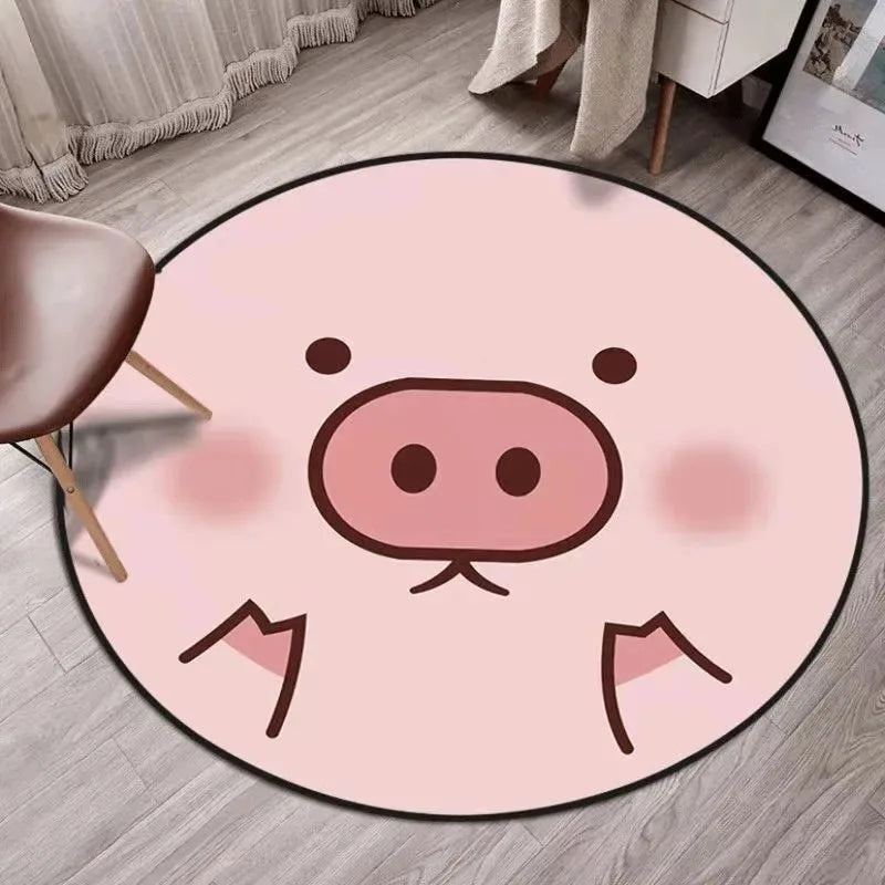 Navak Carpet Cartoon Animal Round Rug Girl Children's Room Crawling Floor Mat Bedroom Living Room
