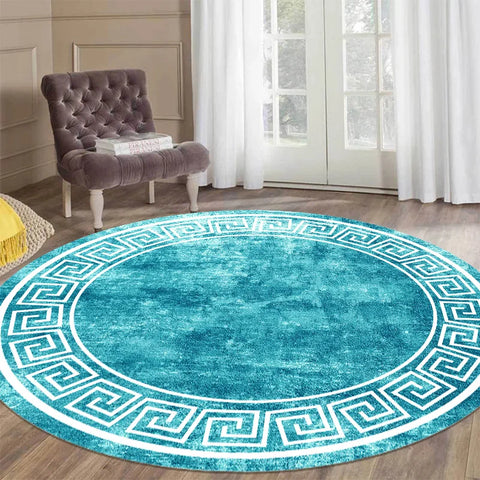 Navak Carpet Luxury Style Round Carpet Living Room White Black Green Marble Pattern Room Rugs Washable Non-slip Decor Floor Mats for Bedroom