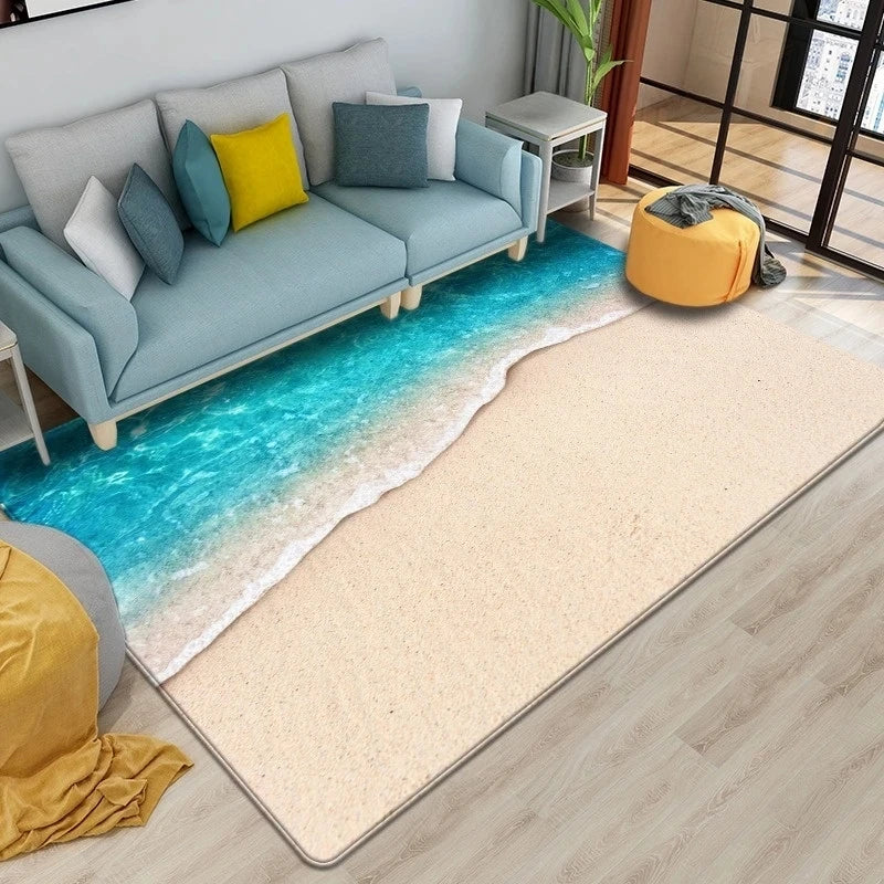Navak Carpet Beach Waves 3D Printed Carpets for Living Room Kids Room Rug Kitchen Mat Floor Carpets Modern Entrance Mat Home Bathroom Rugs