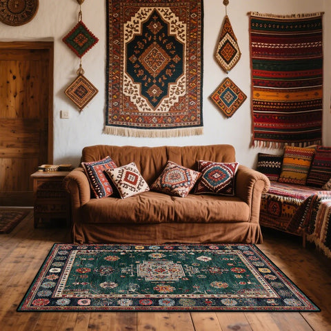Navak Carpet Bohemian Retro Carpet for Living Room Persian Classical Decoration Sofa Area Rug Bedroom Easy Clean Washable Floor Mats Antiskid