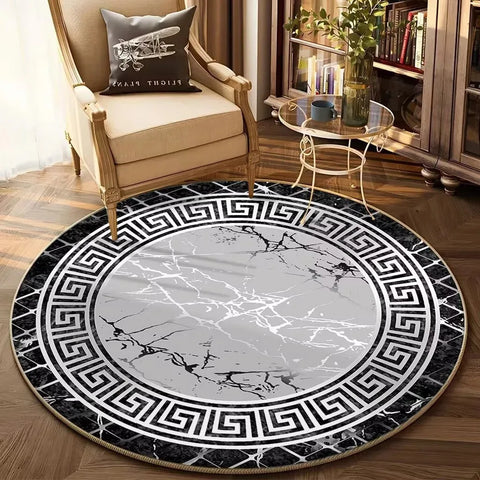 Navak Carpet European Gold Luxury Round Rug Living Room Sofa Large Carpet Comfortable Bedside Non-Slip Bedroom Tea Table Mat