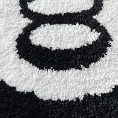 Navak Carpet 1 Pack Black Billiards 8 Ball Round Flocked Floor Bedroom Anti-Slip Carpet Mat Living Plush Soft Bedroom Rug